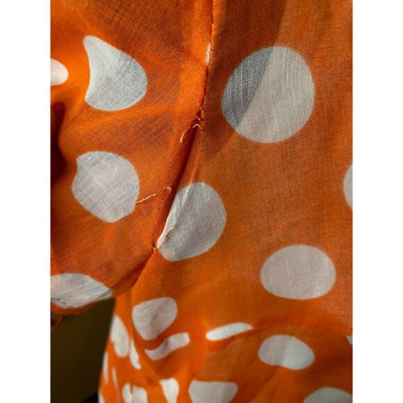 Dress Vintage 60s drop waist polka dot orange white - Picture 11 of 13